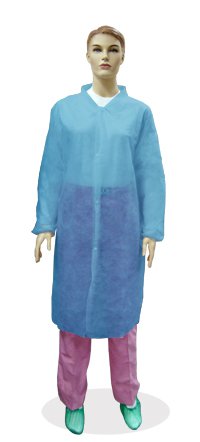 Халат медицинский нетканый (на кнопках), 30 гр./м2, голубой, размер M (код 6512)